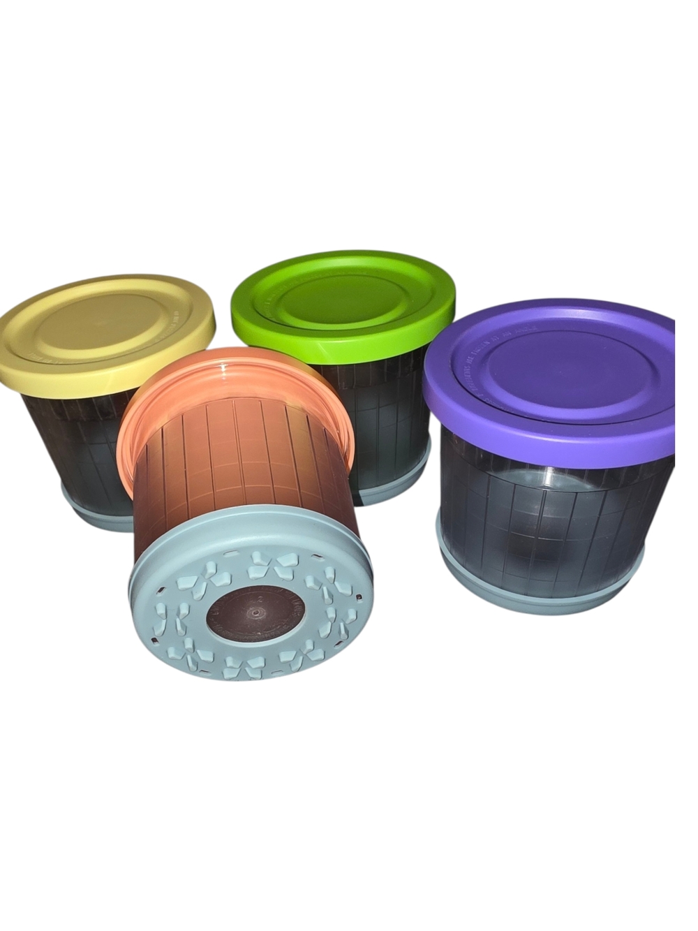 Colorful Airtight Kitchen Storage Canisters - Purple, Green, Yellow, Peach Lids